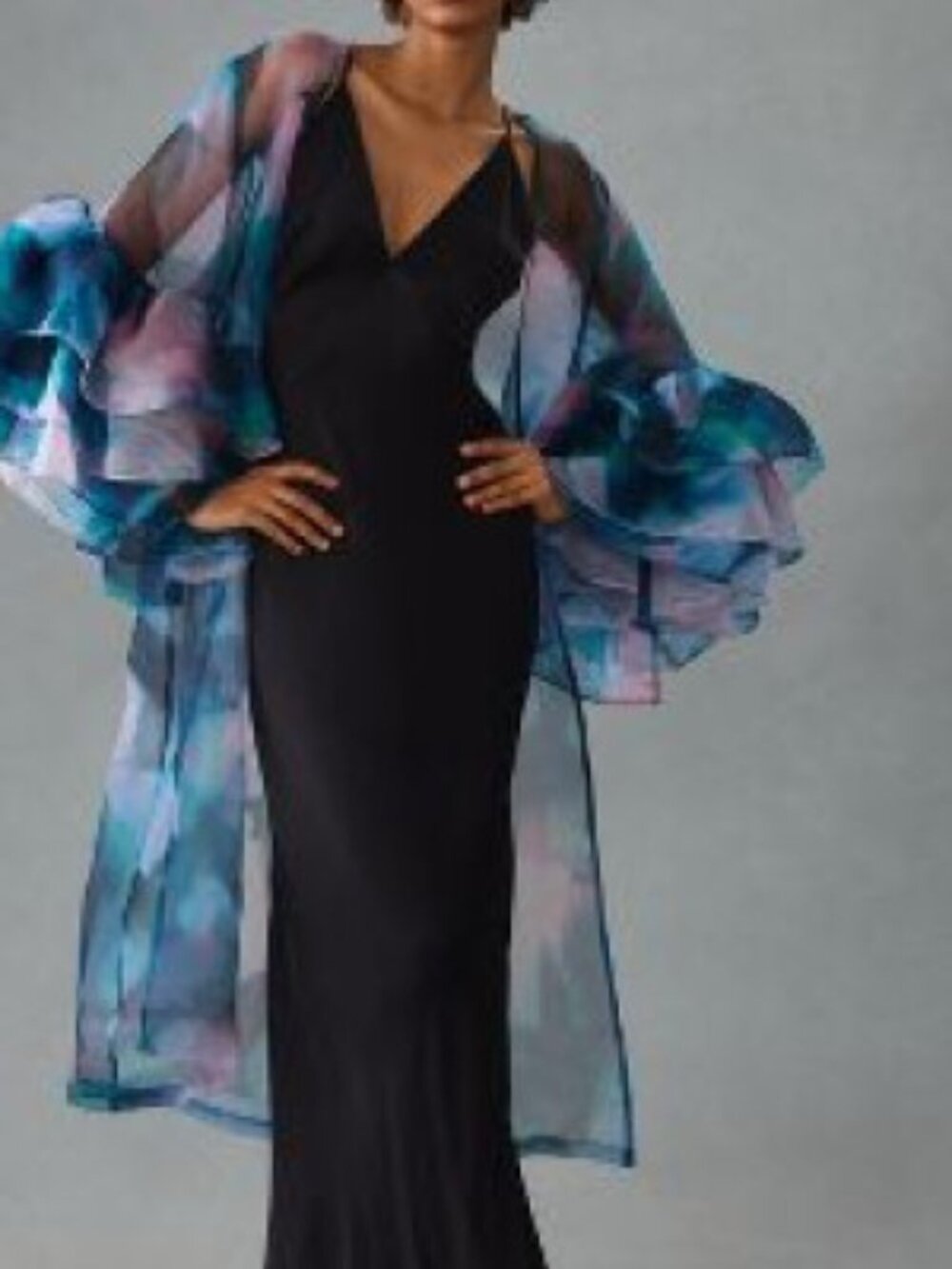 By Anthropologie Sheer Ruffle-Sleeve Kimono OS NEW